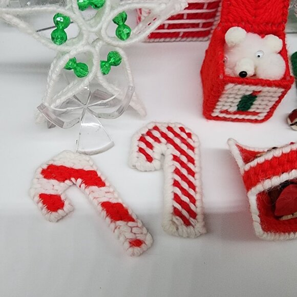 Handmade Christmas Ornaments Canvas Crafts Santa Stars Candy Canes Mailbox - Picture 6 of 6